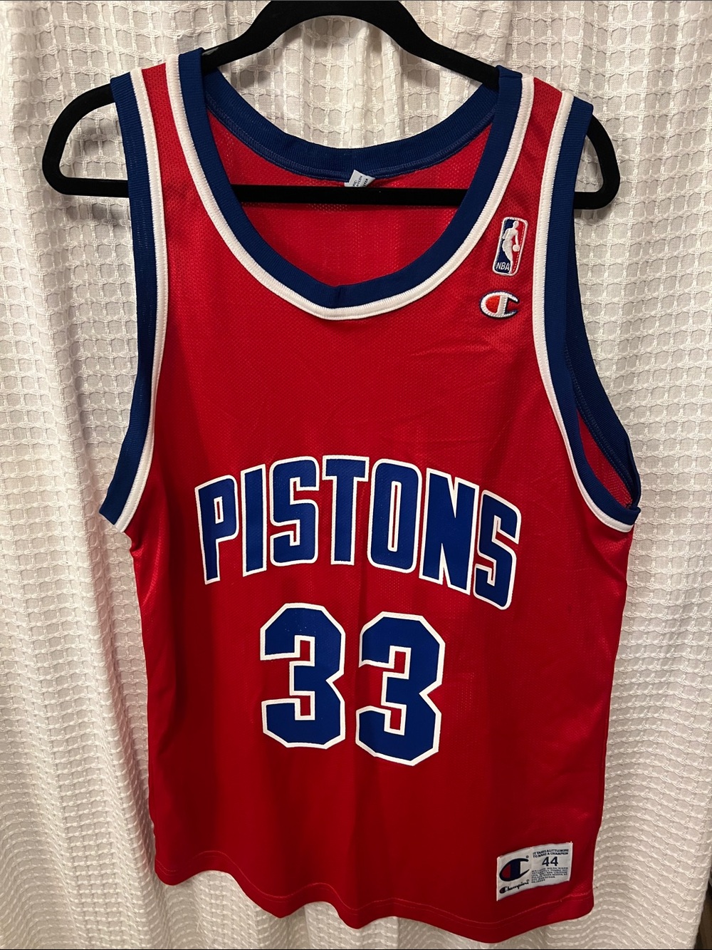 Vintage 1990s Champion Detroit Pistons Grant Hill #33 NBA Jersey size 44